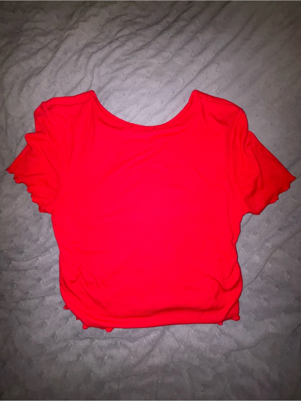 Ambiance Neon Red Short Sleeve Crop Top